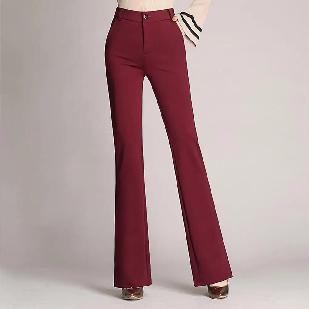 Korean Fashion Simplicity Women Flare Pants High Waist Slim Long Trouser Elegant Office Lady Vintage Straight Suit 250217