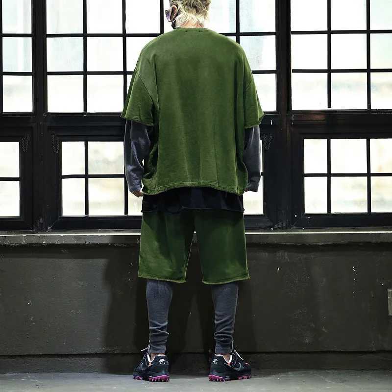 Mens Tracksuit Casual Cotton Short-sleeved T-Shirt Shorts 2-piece Suit 2024 Summer Sportswear Loose Mens Clothing SuitXJ250218