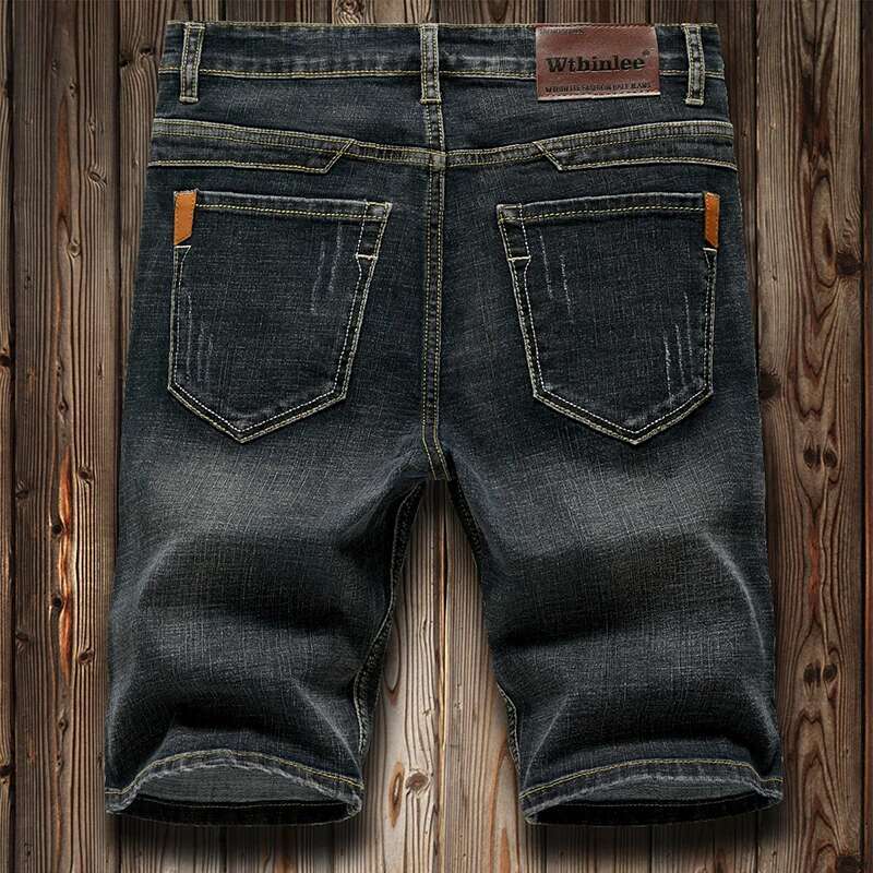 2025 Summer New Men's Slim Fit Denim Shorts For Business Casual Fashionable Loose Elastic Fully Matched Jeans Men's Outdoor Sports Five Poin