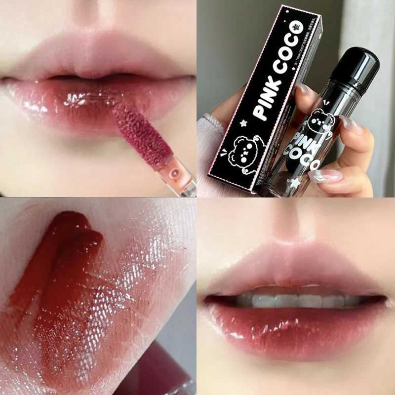 Moisturizing Jelly Mirror Lip Gloss Shuiguang Black Tea Liquid lipstick Lasting lipstick Lip Color Makeup Korean CosmeticsW250219