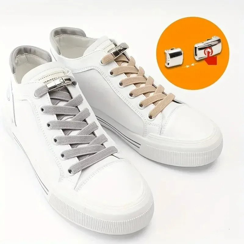 8MM No Tie Shoe Laces Press Lock Shoelaces Without Ties Elastic Sneaker Kids Adult Widened Flat Shoelace for Shoes w250219