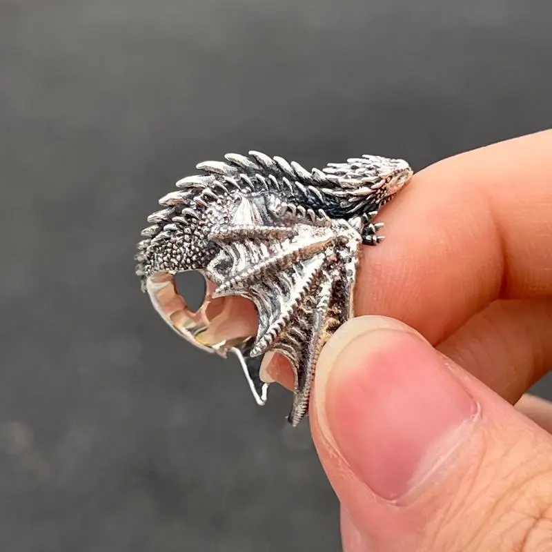 Dragon Rings Gothic Punk Style Pterosaur Wings Opening Adjustable Rings Vintage Jewelry Accessories GiftsXJ250219