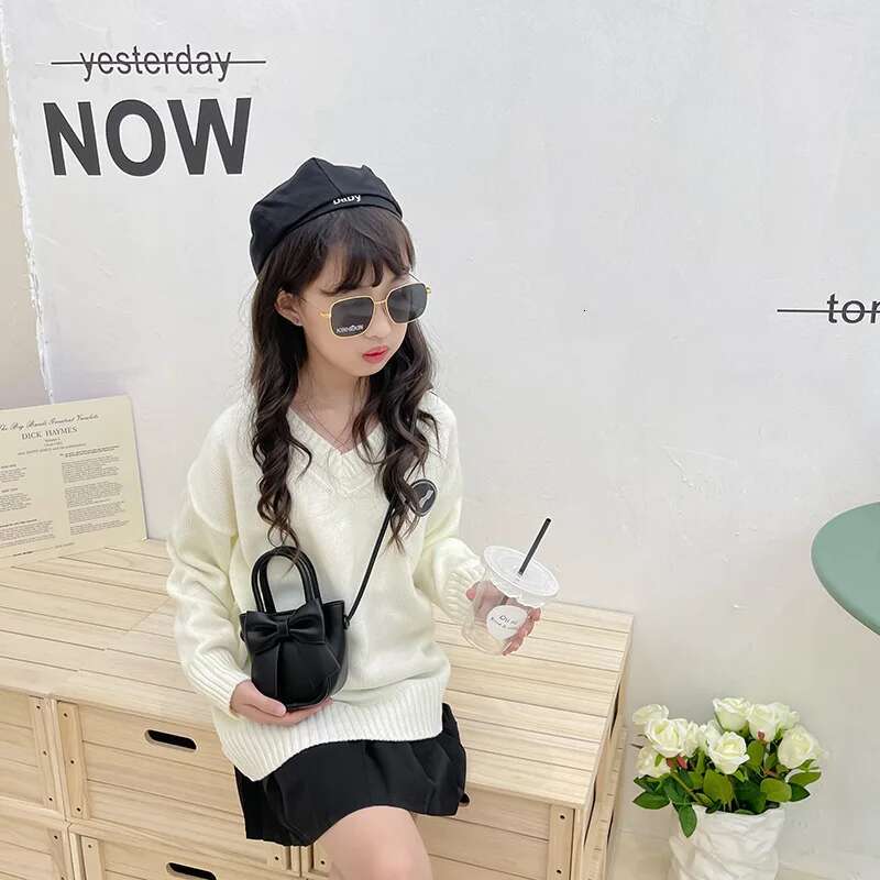 Ddmyshoesvip Children Bow Knot Shoulder PU Leather Messenger Bag Girls Single Strap Crossbody Handbag Purse Small Cute Backpack
