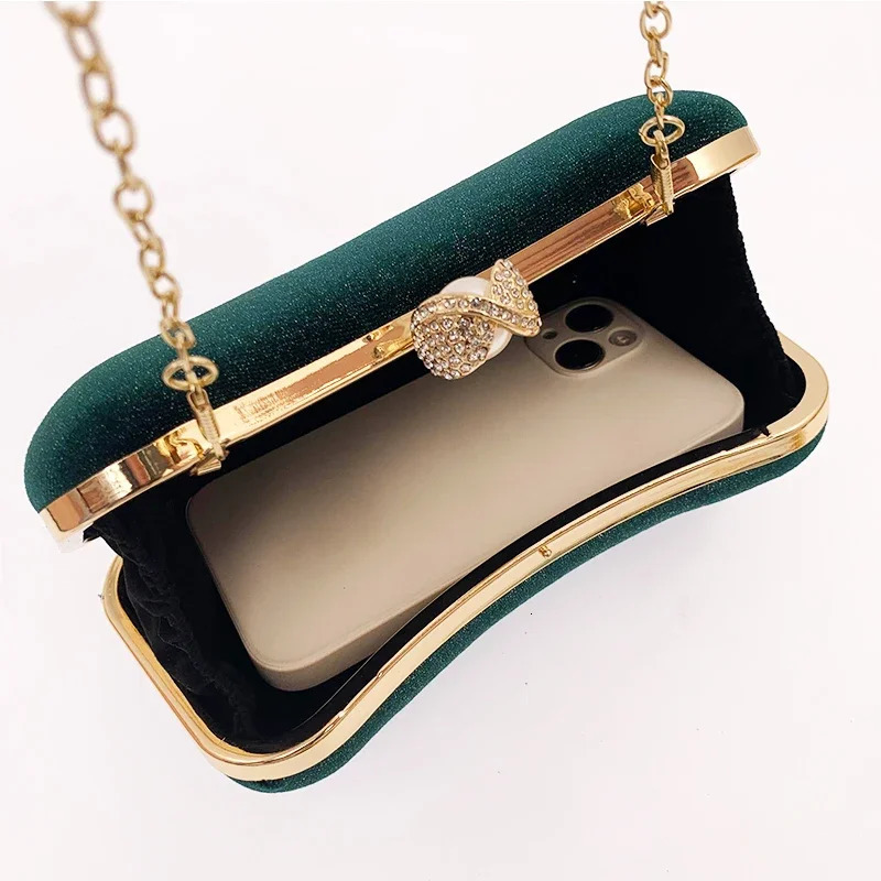 y n Women Evening Bags Green Clutch Purse Shoulder Two Chains Wedding Party Female Handbags Vintage Crossbody Bag 250218