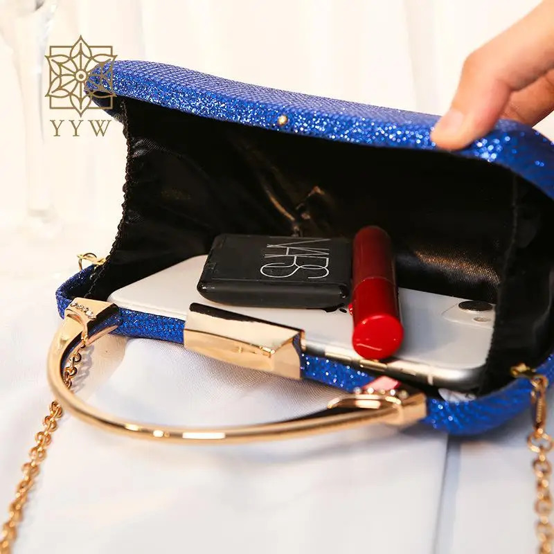 Sequin Royal Blue Evening Bags y Purses Clutch For Women Wedding Party Top Handle Handbag Ladies Sparkly Rhinestone 250218