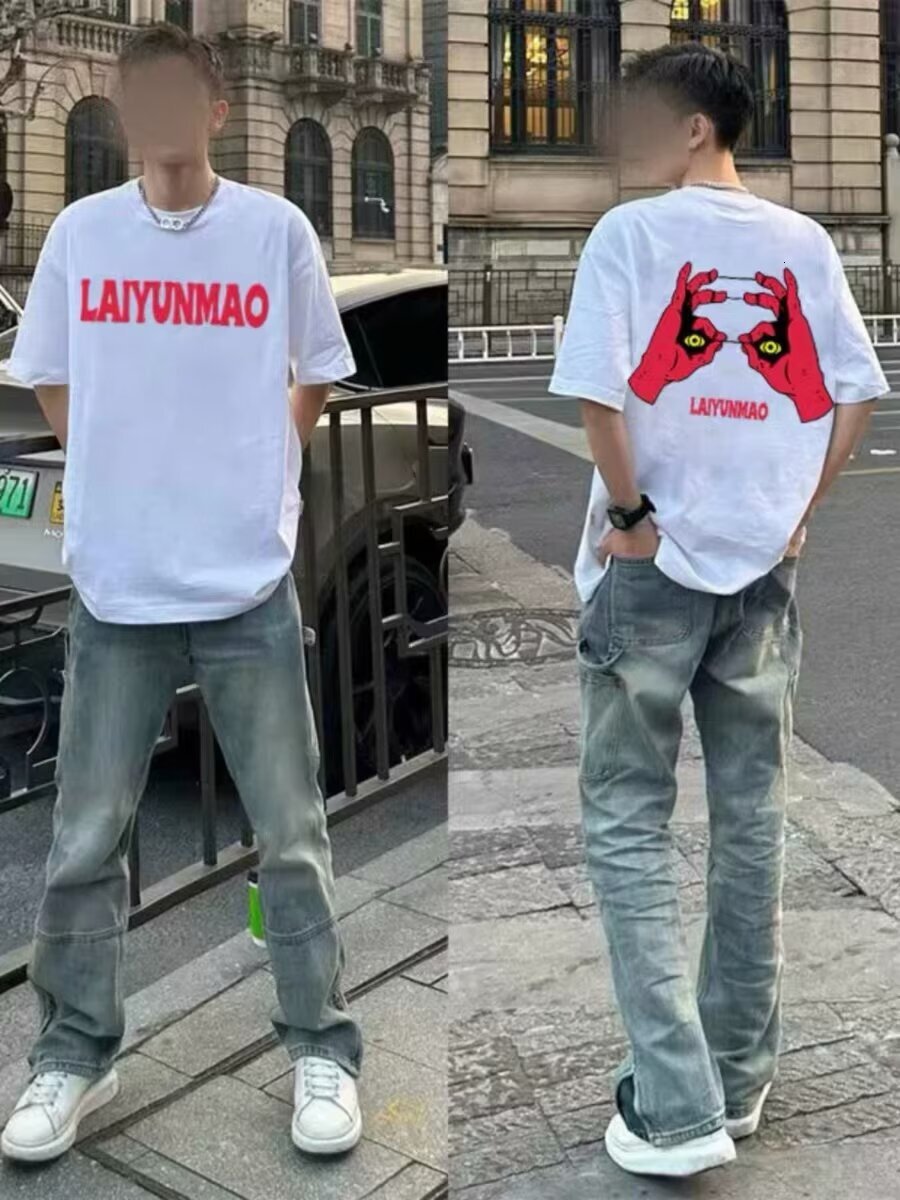 Short Sleeved T-shirt For Men Fashionable Summer New Style Loose And Casual Five Quarter Sleeves 2025 Well-known Trend Simple And Personalized Printin