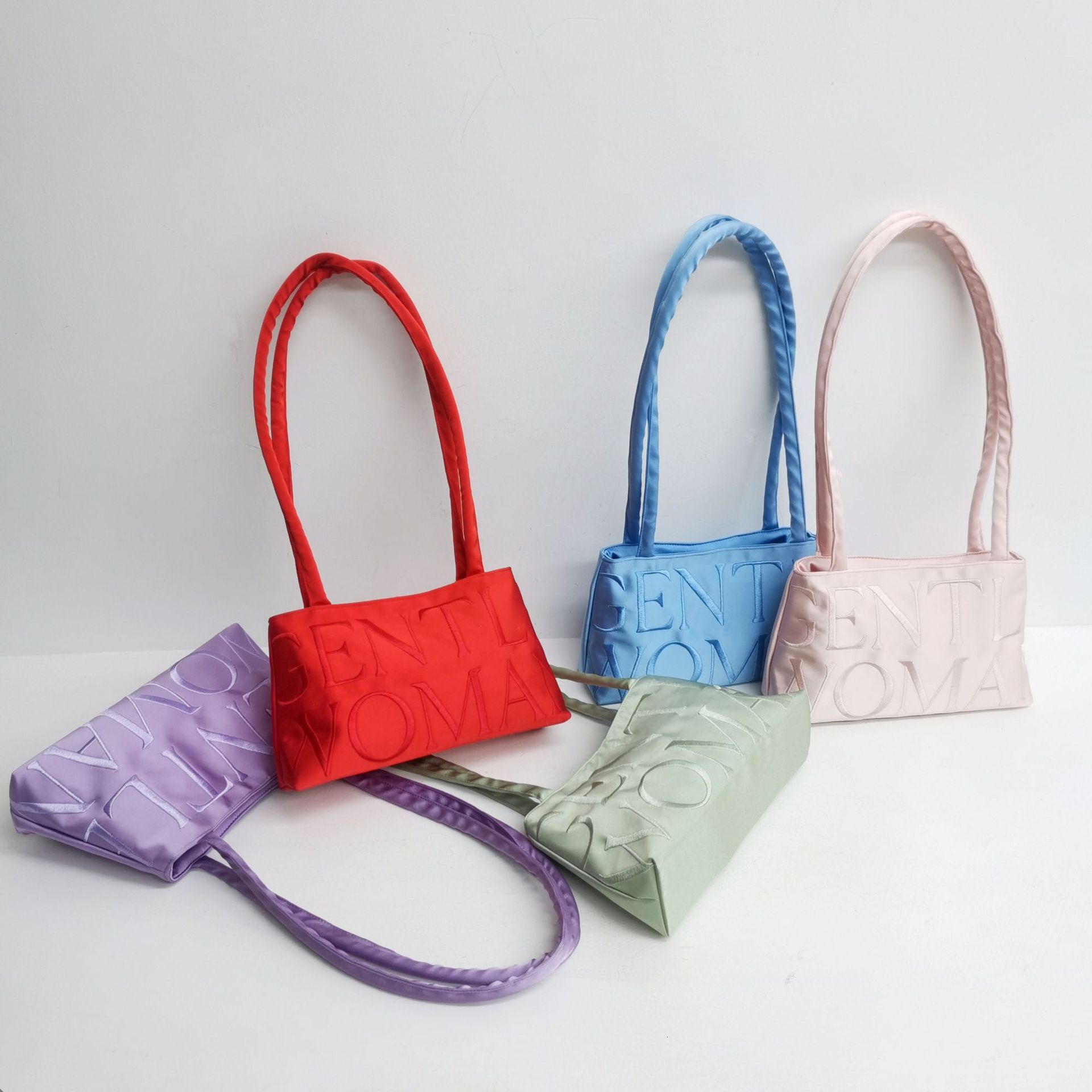 Thailand GW Shubao Small Popular Design Satin Letter Embroidery Fashion Versatile One Shoulder Crossbody Handheld Underarm Bag