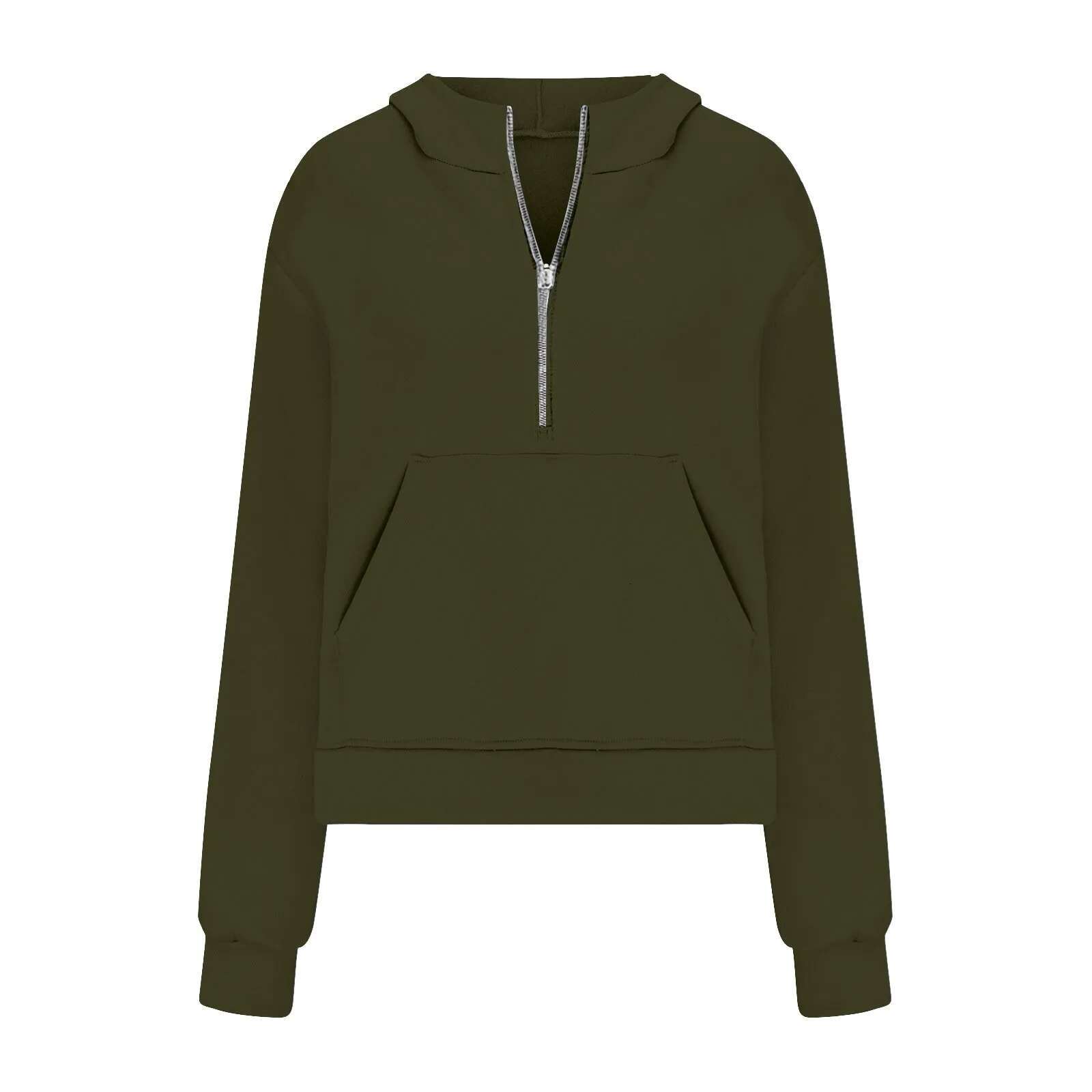Autumn Winter Women's Oversize Zip-Up Half Cardigan High-Neck Hooded Sweatshirt Y2k Plus Size Long Sleeve Sports Suit