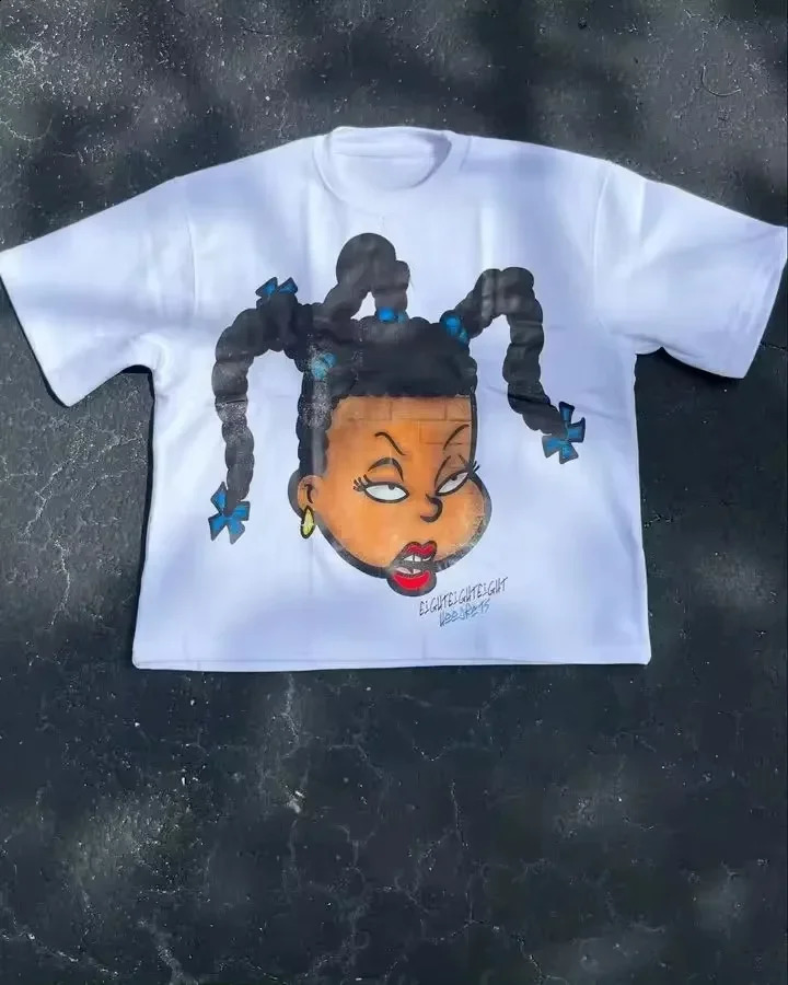 Streetwear TShirt Y2K Gothic Hip Hop Cartoon Anime Graphic Print Oversized T Shirt Men Women Round Neck Cotton Short Sleeve Tops 250213