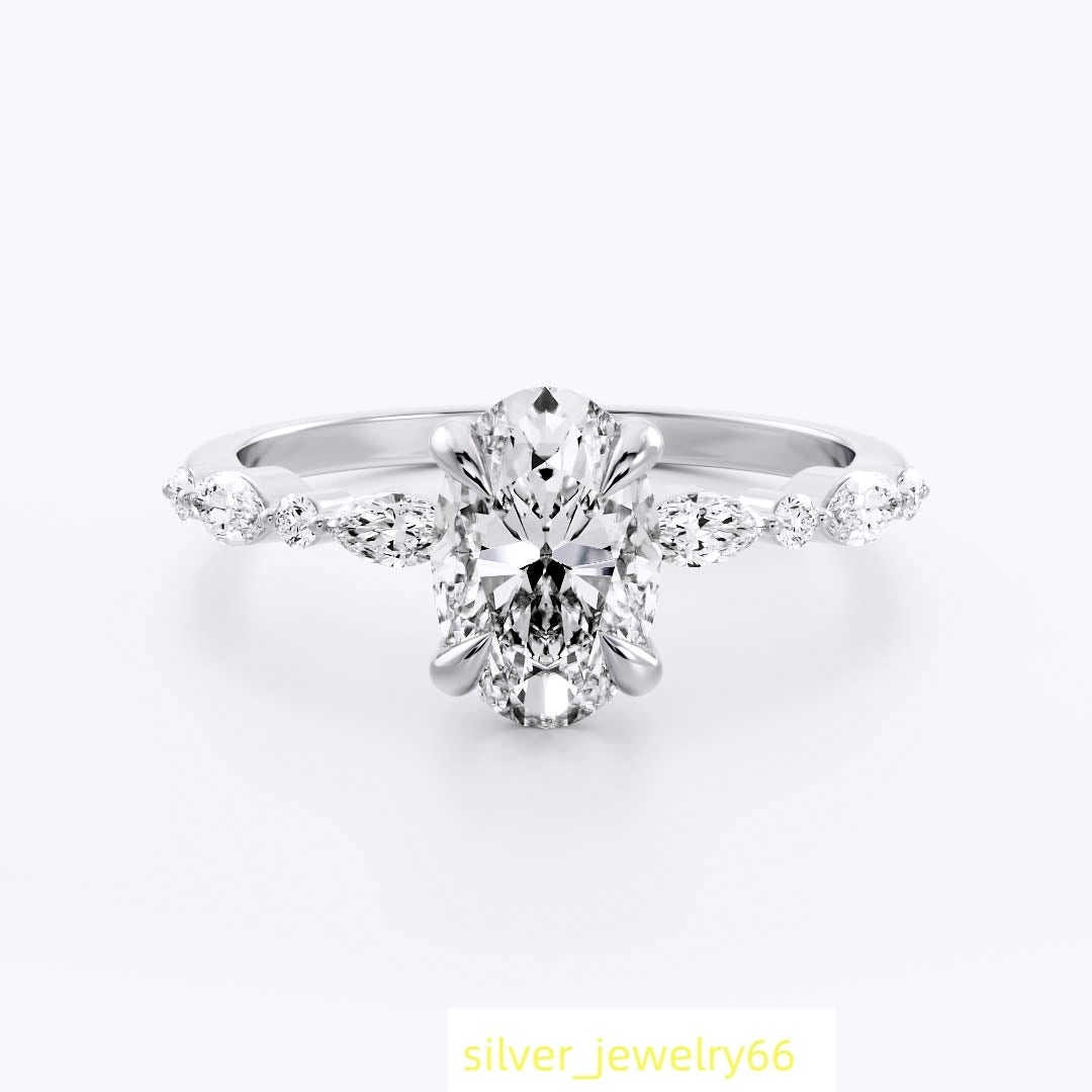 Luster Jewelry High Quality Oval 3ct Moissanite Engagement Wedding Ring for Women 10k/14k/18k Gold
