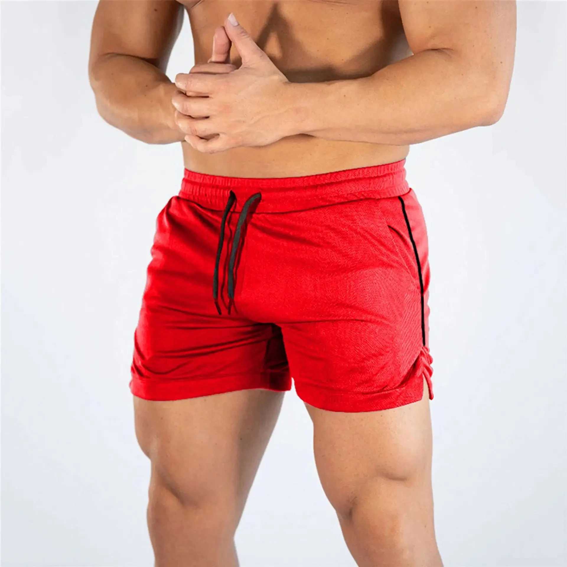 Mesh Fitness Rope Mens New Muscle Beach Pants Solid Color Quick Dry Sports Slim Three-minute Shorts W250219