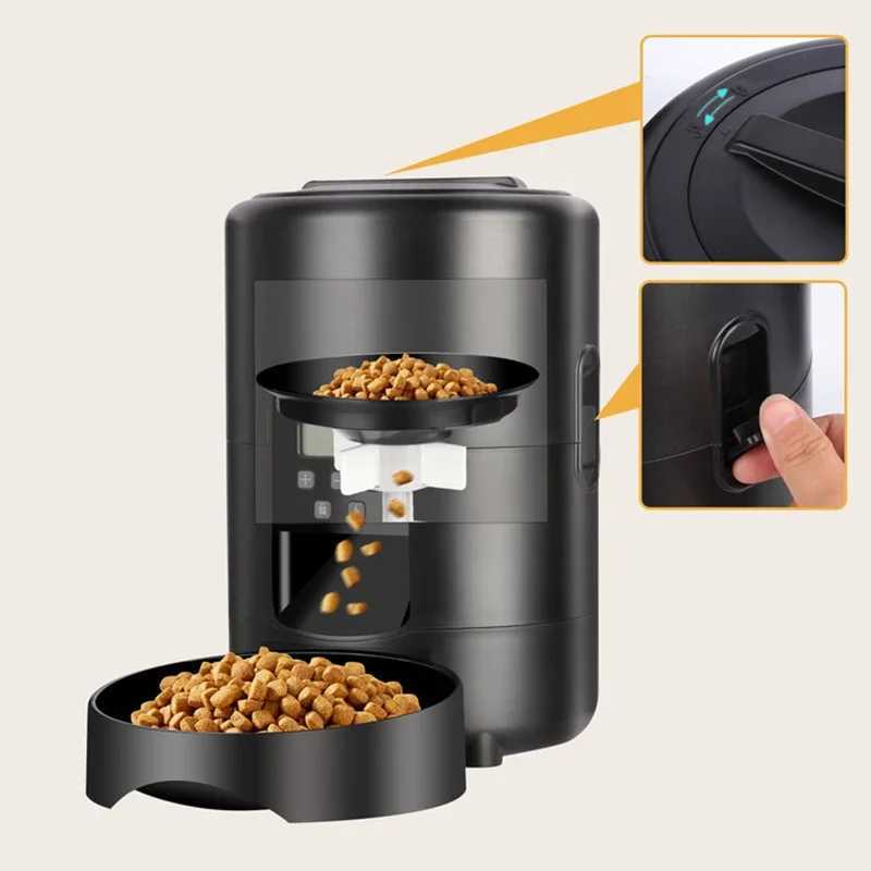Dog Feeders 2L Automatic Pet Cat Feeder Smart Slow Dog Feeder Push Button Large Capacity Timer Cat Food Auto Dispenser Dry Food Bowl H250218
