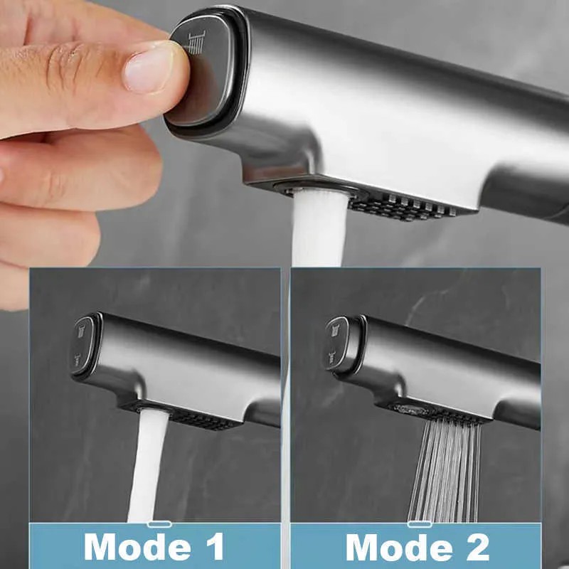 LCD Digital Display Bathroom Basin Faucet Pull out Basin Tap Hot Cold Bathroom Kitchen Faucet Brass Deck Mount Sink Mixer Tap