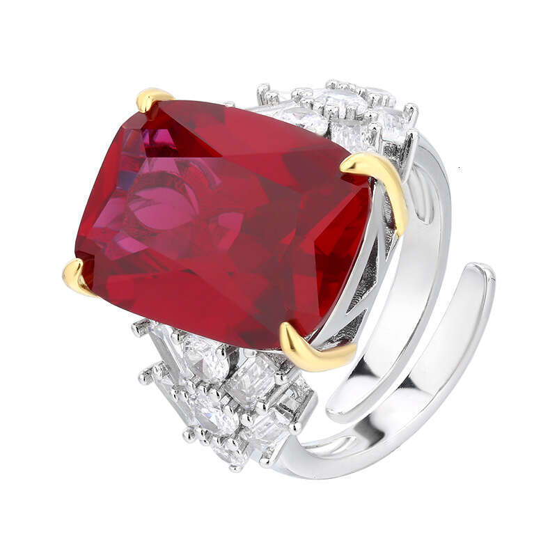 Huamei Ring Jewelry Emerald Red Corundum Women's High end Fashion