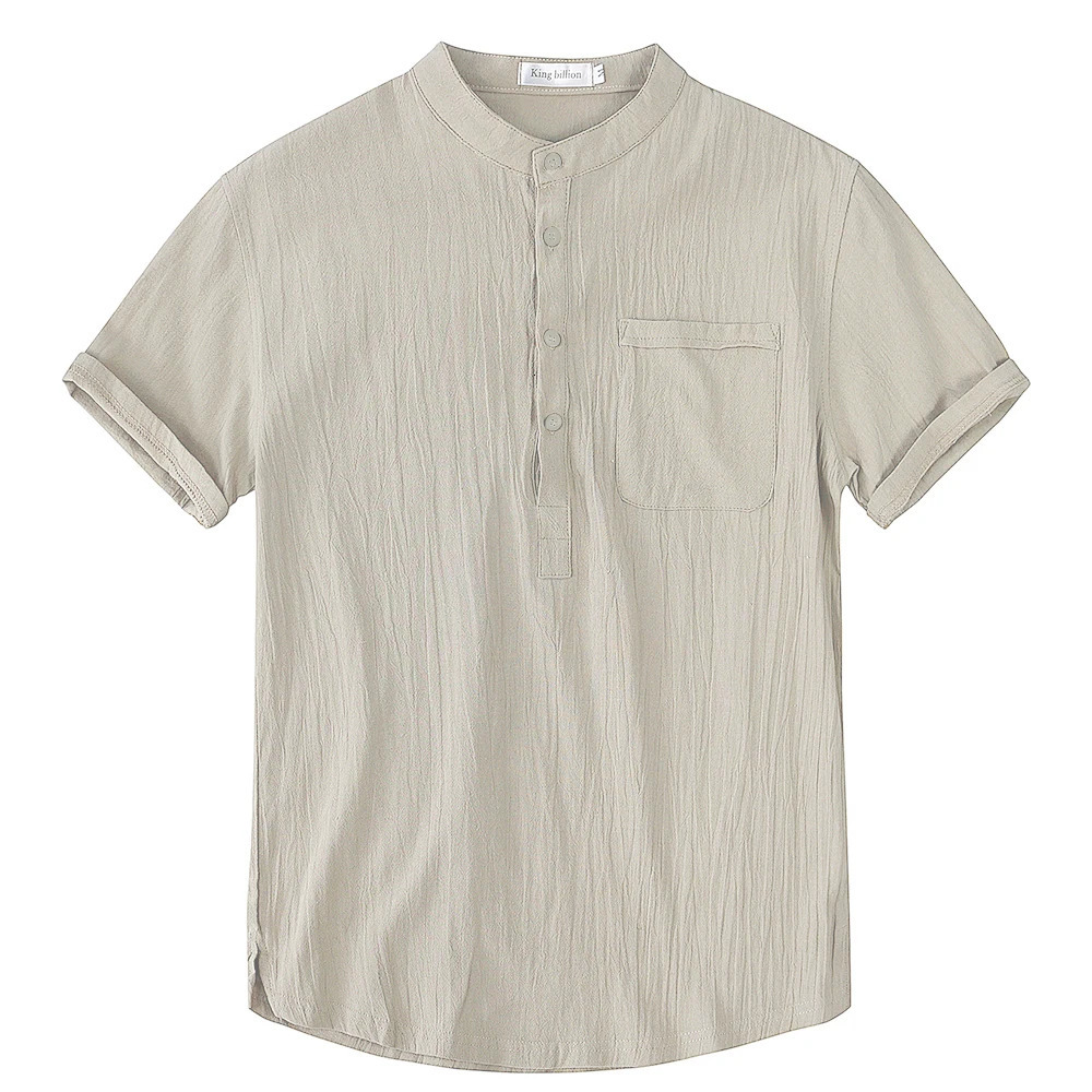 Summer Mens Short-Sleeved T-shirt Cotton and Linen Led Casual Mens T-shirt Shirt Male Breathable S-3XL 250217