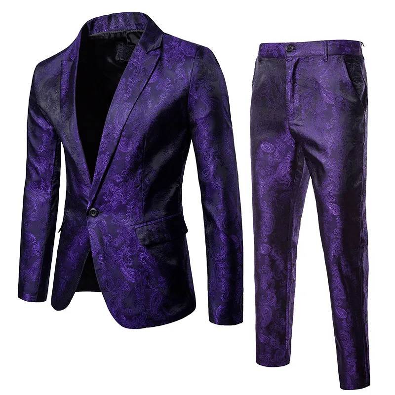 High Quality Mens Classic Jacquard Suit Set 2pieces Blazerpants Fashion Business Slim Social Ball Tailcoat Size S-3XL 250213