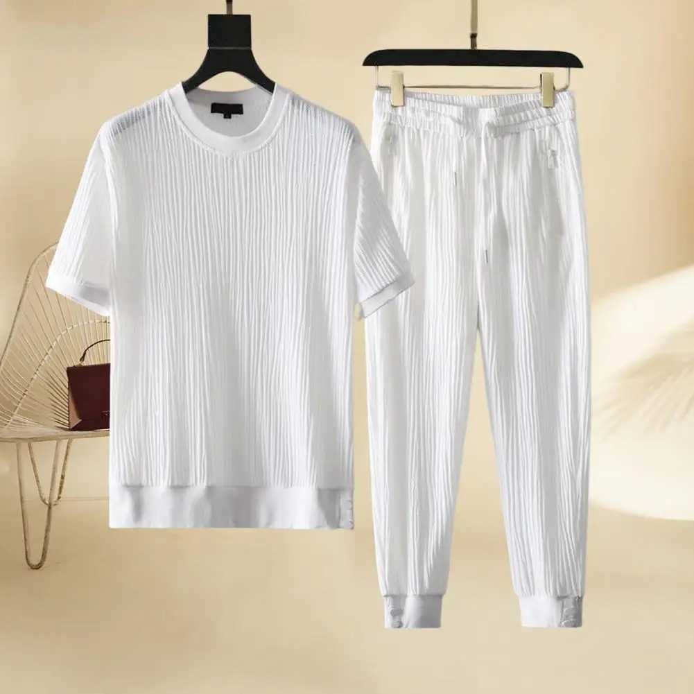 1 Set Stylish Men Outfit Thin Beach Outfit Pocket Washable Pleats Male Outfit StretchyXJ250218