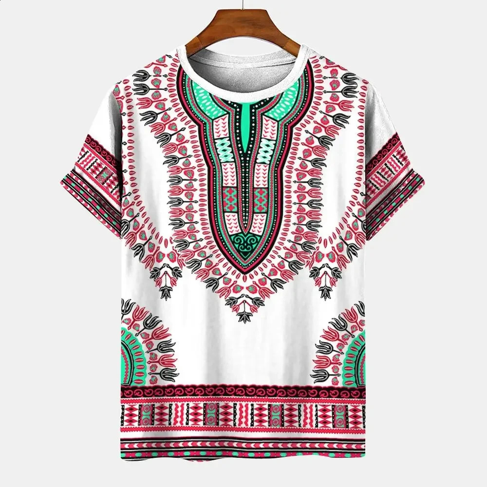 Summer Mens Vintage Tshirt Ethnic Style Printed Top Street Fashion ONeck Short Sleeve Leisure Holiday Plus Size Clothin 250217