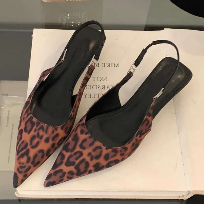 Fashion Belt Buckle Strap Pointed Toe Women Pumps Elegant Casual Party Low Heels Sandals Mule Ladies Shoes