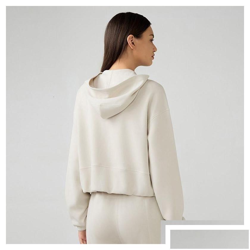 2025--Yoga Outfit Outfits Softstreme Hoodie Full Zip Women Autumn Winter Sports Sweater Loose Gym Jacket Fitness Short Plush Coat Sweatshi