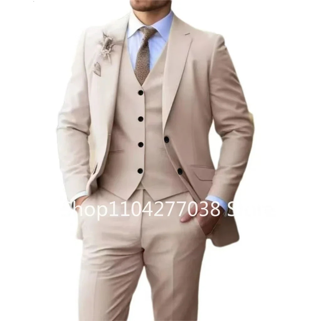 Formal Suit for Men 3piece Blazer Vest and Pant Notched Lapel Fashion Tuxedo Suit for Men Wedding Dresses Business Evening Party 250213
