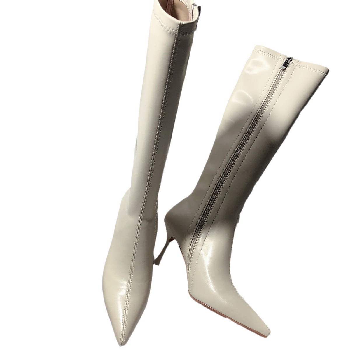 Onlymaker Women Rose Red Stretch Stiletto Pant Boot In Fuia Stocking Boots 240515