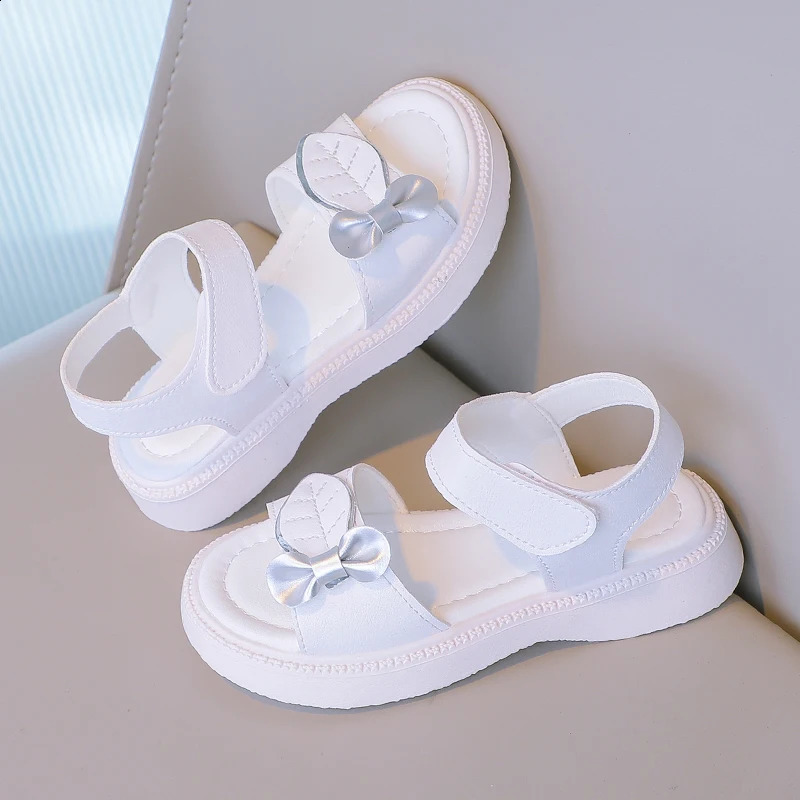 Girl Sandals Leave Fashion Childrens Shoes Korean Style Childrens Shoulder Strap Shoes Simple Platform Hook Loop Breathable PU 250219