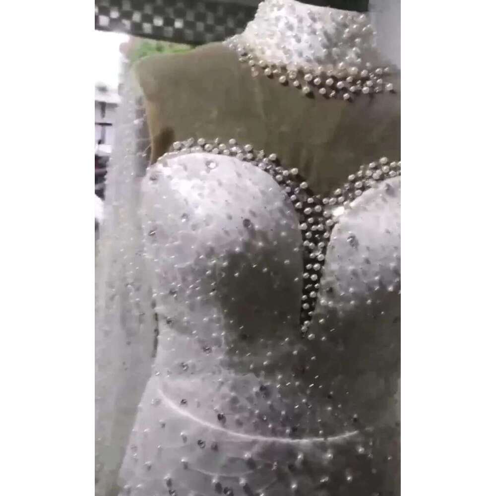 Customized Sparkly Pearls Beads Wedding Dresses With Detachable Train Vestido De Noiva Vintage Long Sleeve Bridal Gowns 6660311