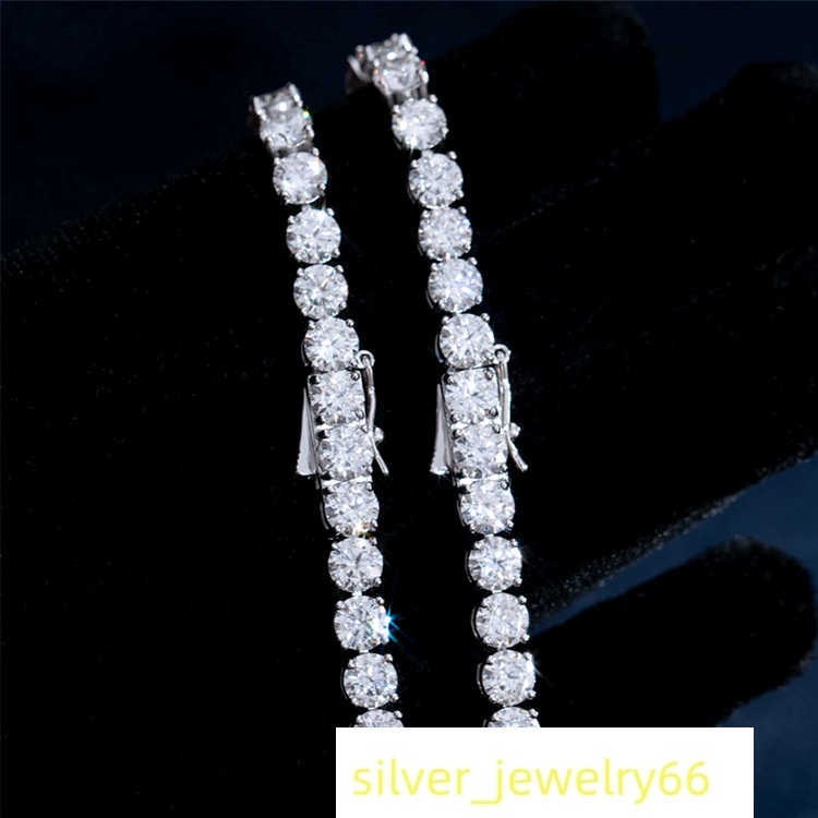 Luster Jewelry Open Box Clasp Iced Out 8mm D Color Round Moissanite Tennis Bracelet Silver 925 for Man