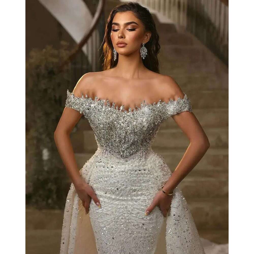 Gorgeous Dresses Mermaid Off The Shoulder Appliques Backless or-Length Princess Bride Wedding Dress Custom Made