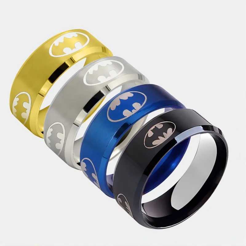 8mm Fashion Laser Bat Rings Stainless Steel For Men Anti Stress Lucky Jewelry Gift WholesaleXJ250219