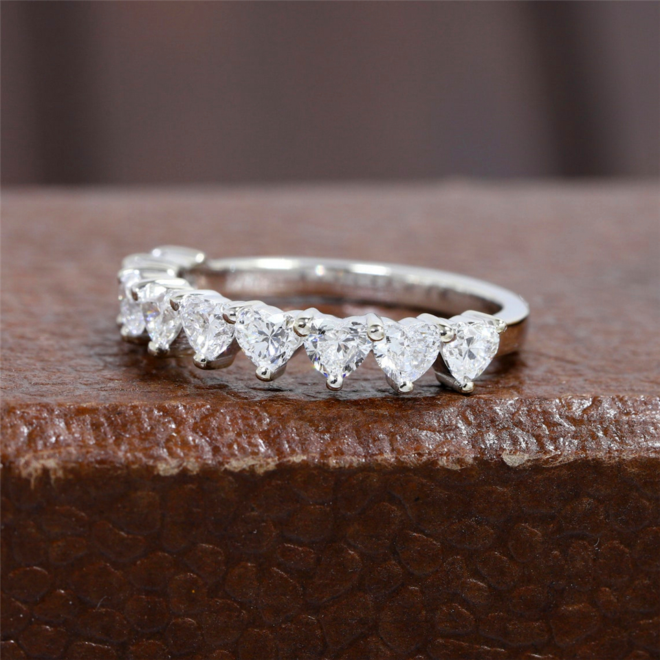 Jewelry18K Gold Heart Cut Diamond Half Eternity Ring Lab Diamond Ring White Gold Heart Diamond Martini Anniversary Dainty Gold Ring
