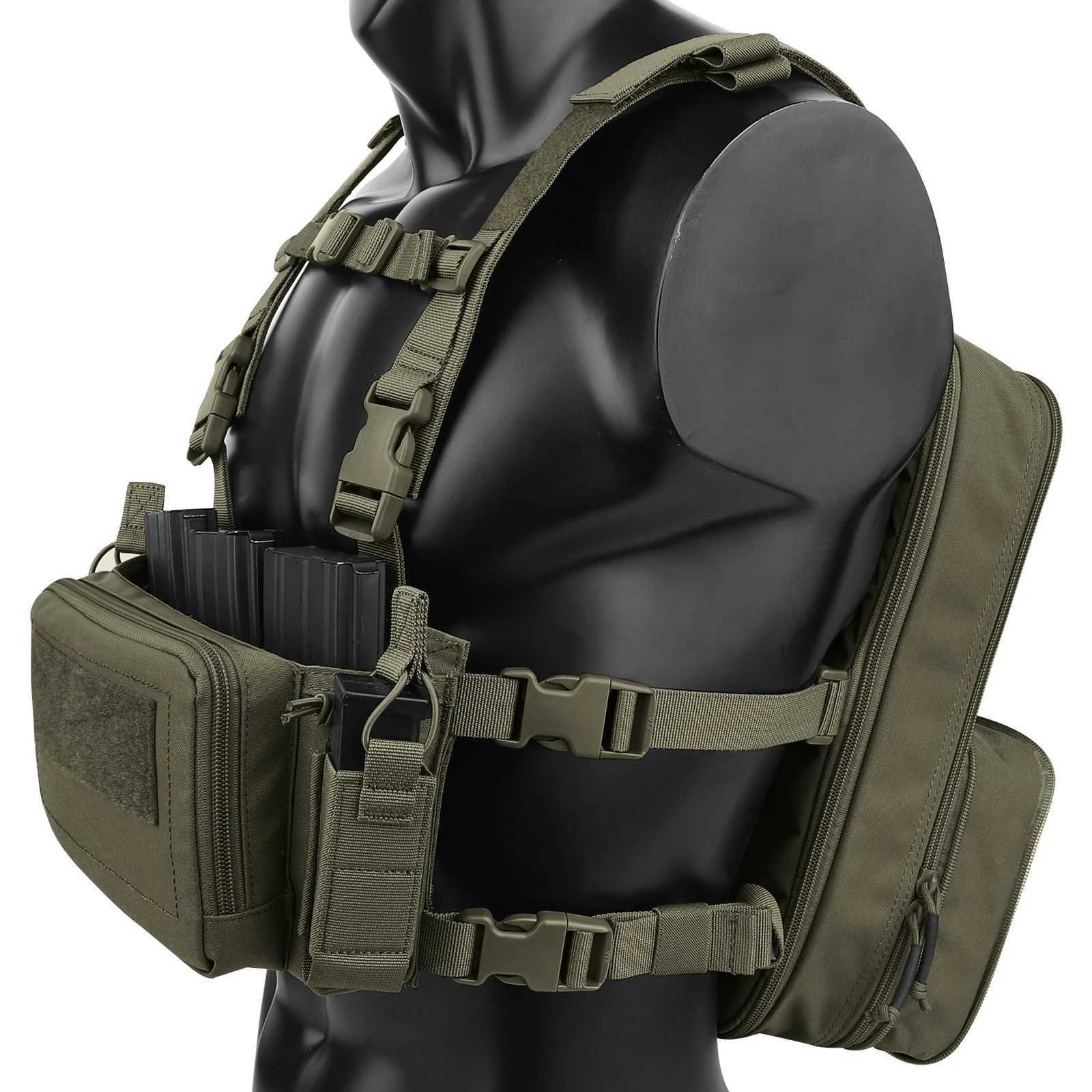 KRYDEX Tactical D3CR Chest Rig Vest with D3 Flatpack Backpack Bag Rifle Pistol Mag Pouch Hunting Airsoft Accessory Ranger GreenXJ250219