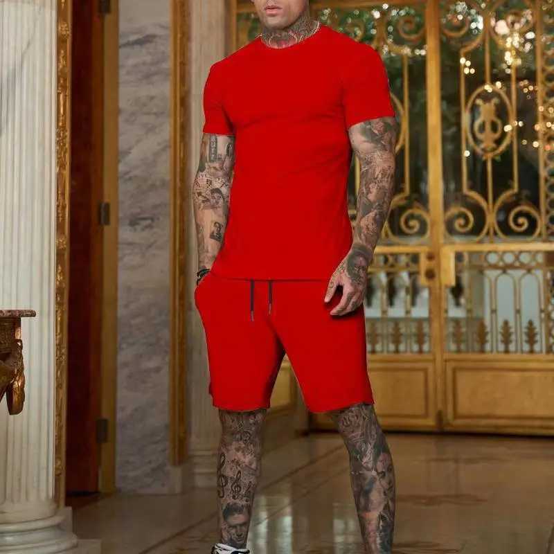 2024 Fashion Leisure Summer Outdoor Sportswear Mens Breathable T-shirt Casual Fashion Two Piece SetXJ250326