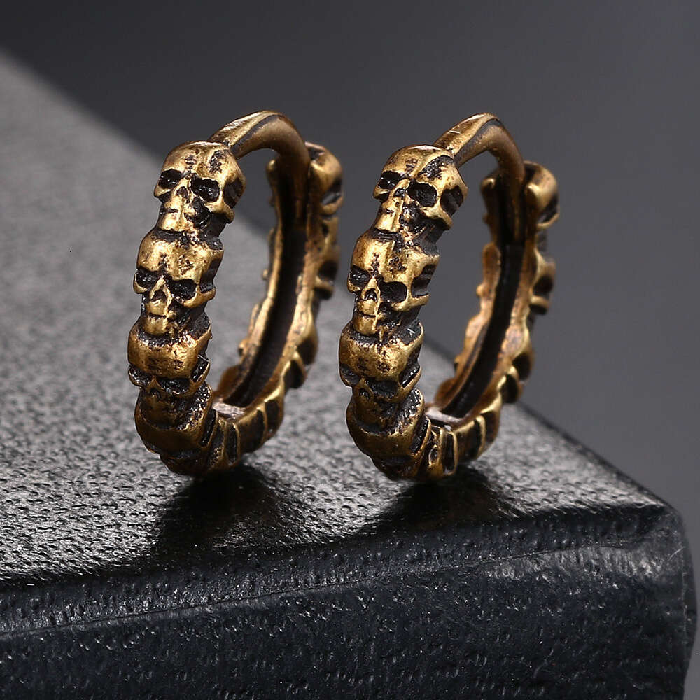 New punk style skull Halloween tricolor vintage Hiphop earrings