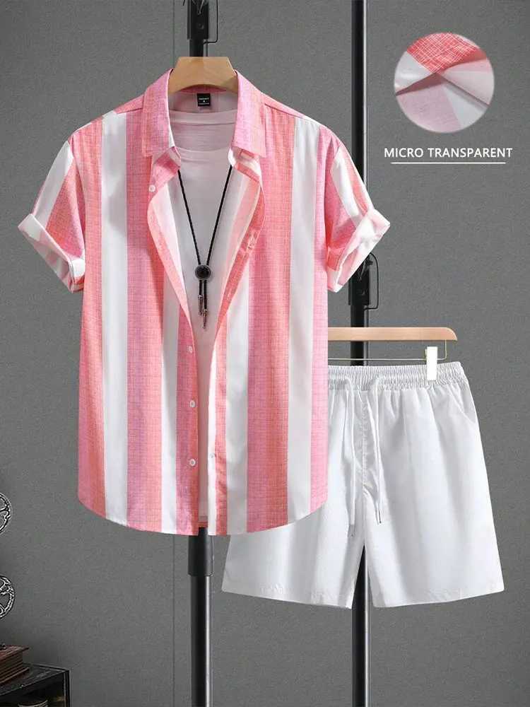 Two-piece set summer mens shirt and shorts set everyday casual mens short-sleeved shirt Street style mens beach shortsXJ250218