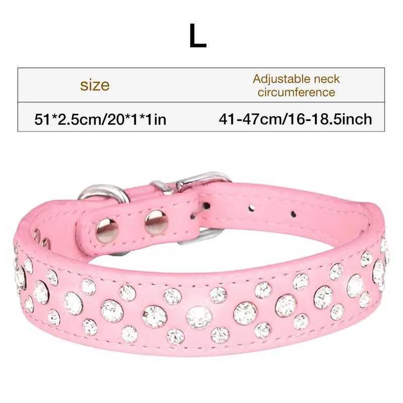 Pet Rhinestone Collar Three Rows Bling PU Leather Dog Collar Pet Dog Cat Puppy Collar Adjustable Dog Collars For Pets Dogs CatsXJ250218