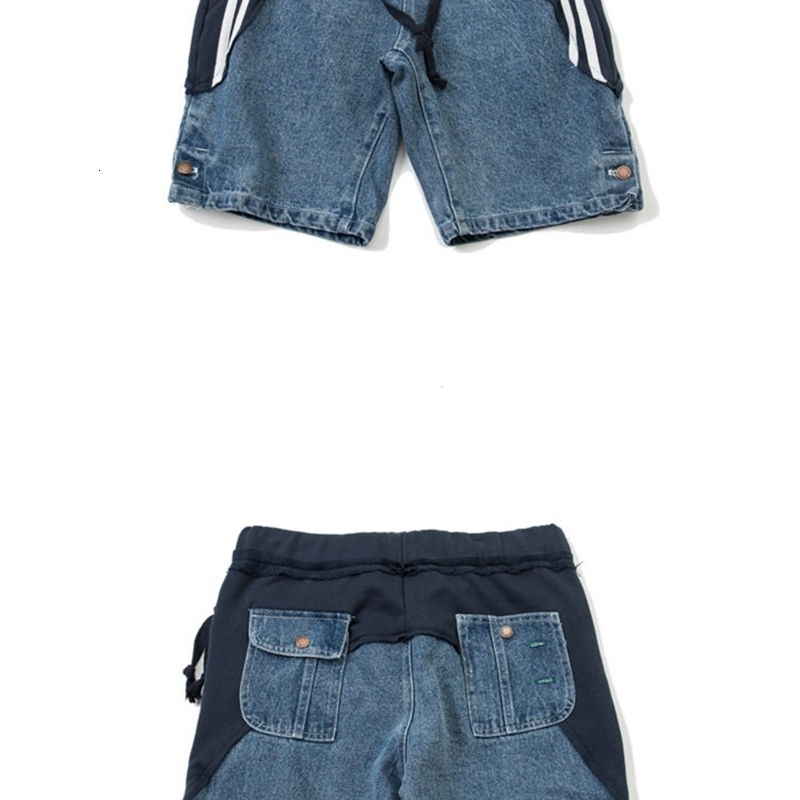 ABOORUN Hi Street Mens USA Patchwork Denim Shorts Vintage Summer Jean for Male 250120