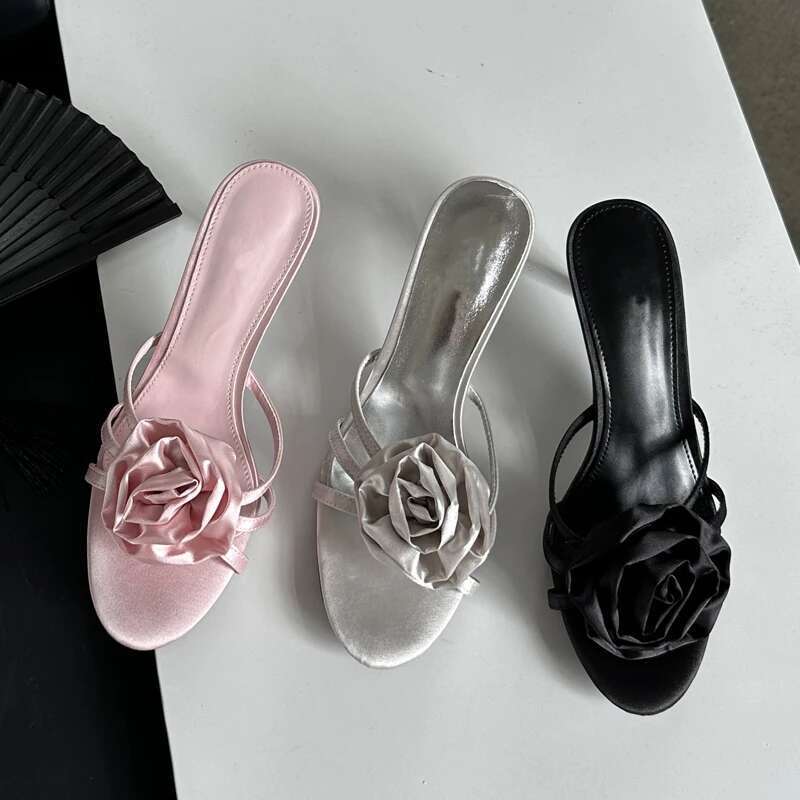 Summer Fashion wer Woman Slippers Thin Low Heels Narrow Band Party Stripper Ladies Mules Slides atos Mujer