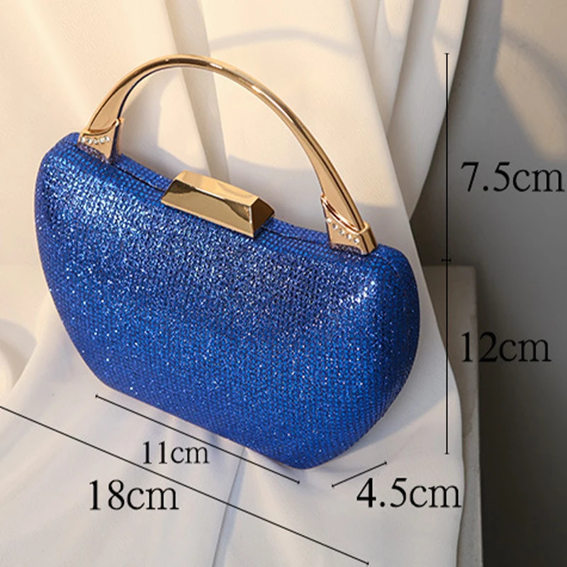 Sequin Royal Blue Evening Bags y Purses Clutch For Women Wedding Party Top Handle Handbag Ladies Sparkly Rhinestone 250218
