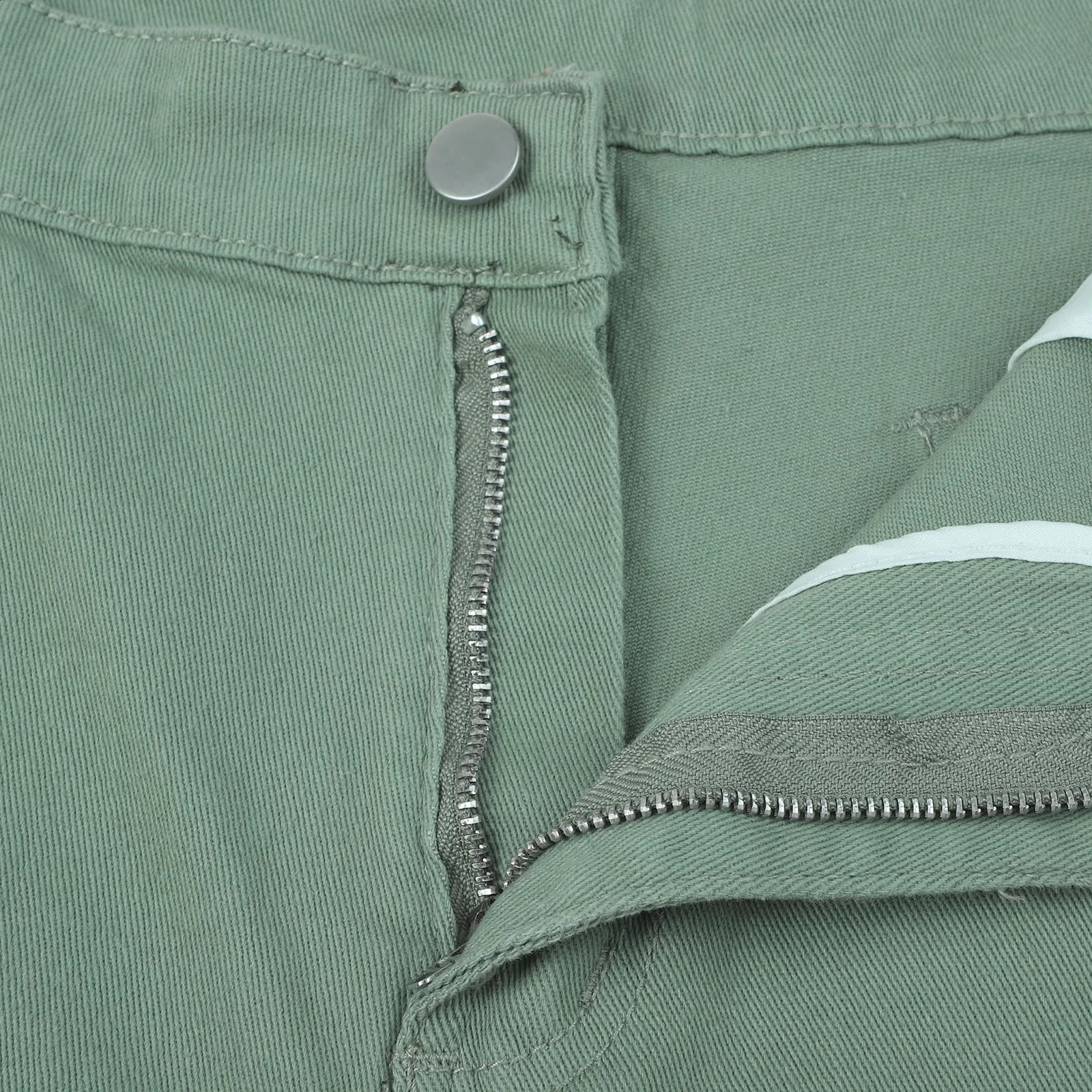 Women Fashion Cargo Pants Pure Color Multiple Pockets Zipper Front High Waist Slim Fit Pants Y2k Streetwear Simple Trousers 250218