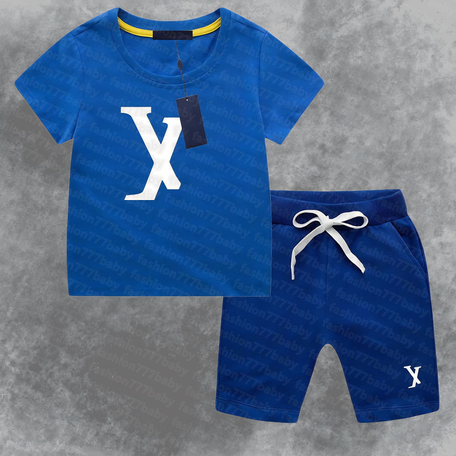 In stock wholesale Fashion Kids designer 100% cotton T-Shirt Pants Children 2 Piece Cotton high quality Clothing baby Boys girl children's Clothing Sets