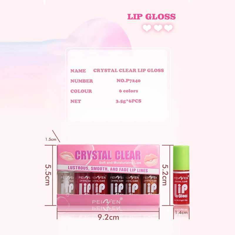6 Pack Lip Enring Protect Oil Water Light Mirror Lip Glaze Jelly DuDu Lip Moisturizing Lasting Lipstick Waterproof MakeupW250219