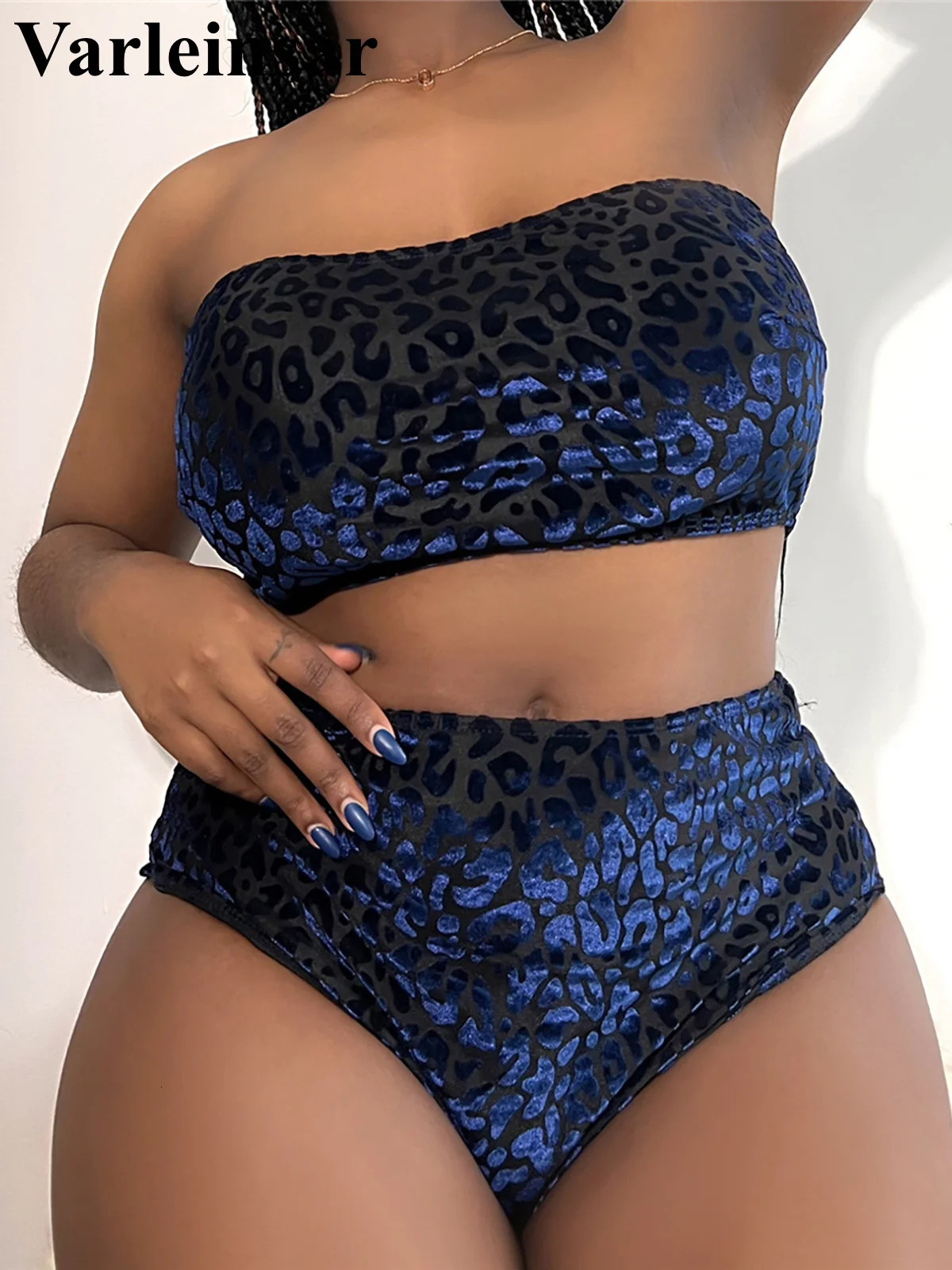 0XL 4XL Leopard Bikini Large Size Swimwear Plus Women Swimsuit Female Twopieces set Bather Bathing Suit V3977B 250219