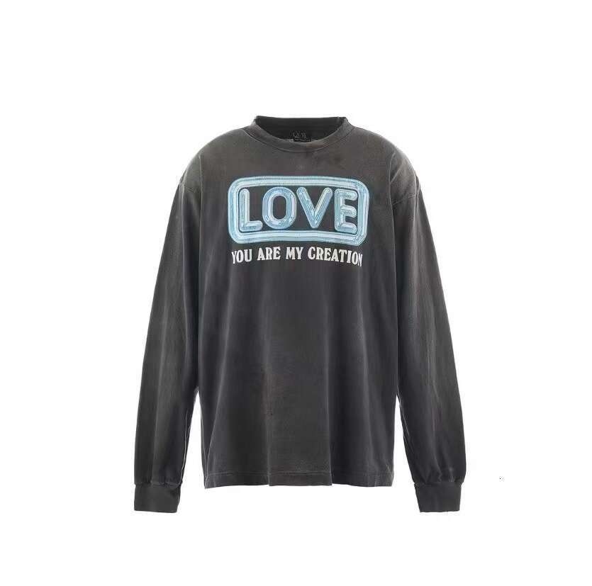 SAINT Mxxxxxx FW25 American Origami Thousand Paper Crane Pattern Printed Long Sleeve T-shirt Men's and Women's Trendy Cotton