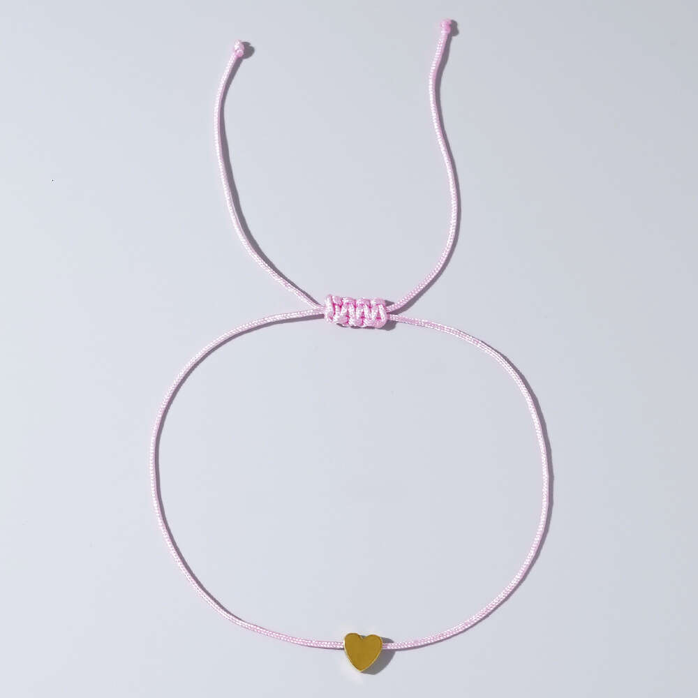 Colorful Iron Gallstone Valentine's Day Bracelet with High Quality and Adjustable Peach Heart Weaving Handstring, Love Couple Hand Rope