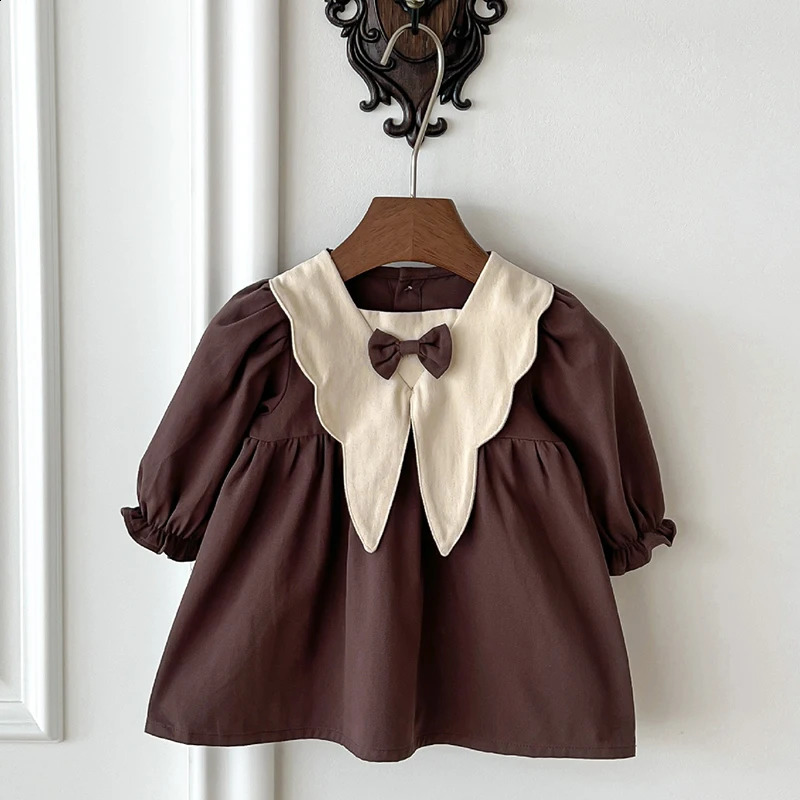 Autumn Spring 0-4Yrs Baby Girl Party Dress Long Sleeved Cotton Splicing Kids Princess Dresses European American Style Clothing 250219
