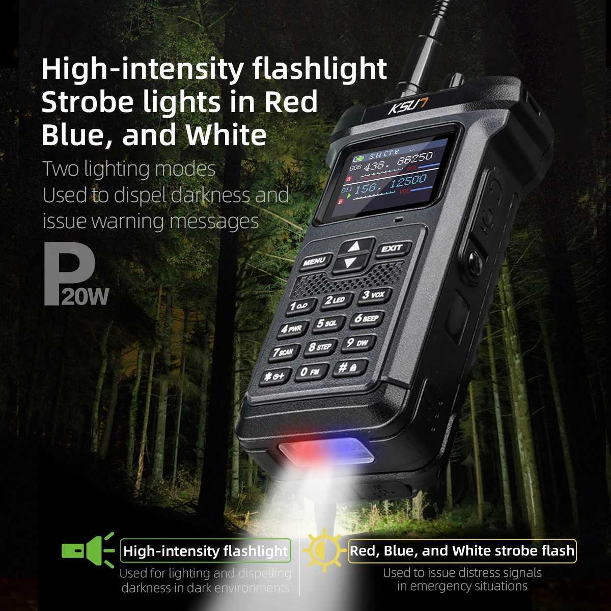 KSUT UV119D 20W High Power Long Range Walkie Talkie VHF UHF Dual Band Ham Radio Flashlight Reverse Charge Intercom Walkie TokieXJ250219