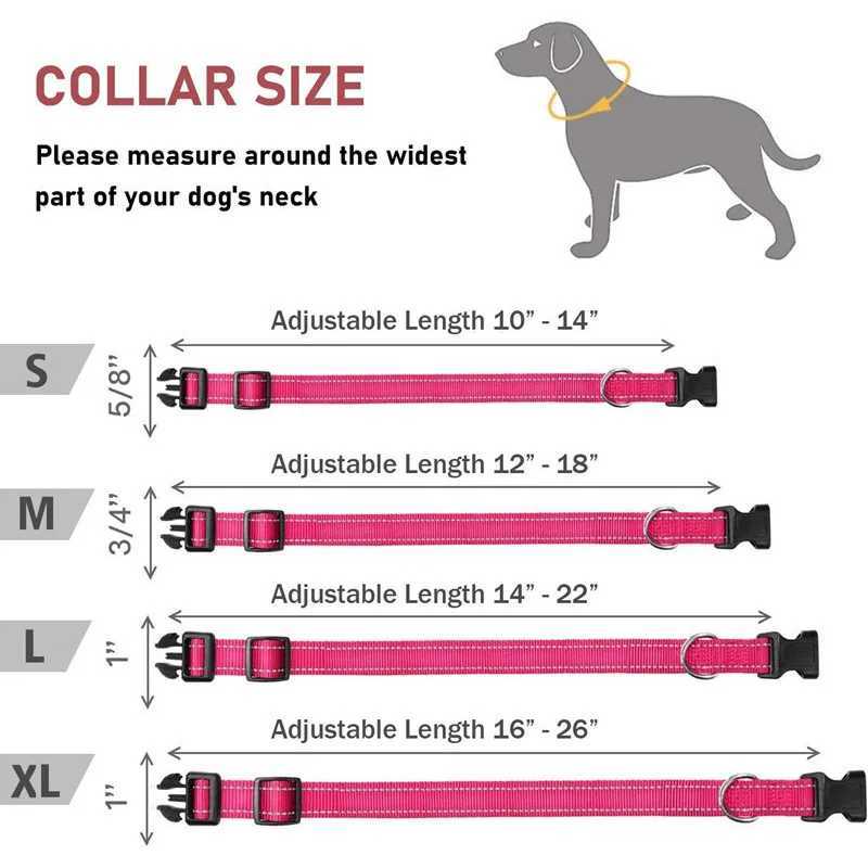 Reflective Dog Collar Strap With Adjustable Safety Nylon Pet Collar Pet Traction Rope Suitable For Small And Medium-Sized Pets W250219