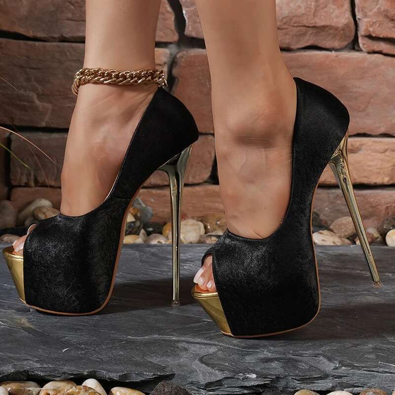 Plus 34-45 Fashion Peep Toe Women Pumps Spring Sexy Very Fetish Thin High Heels Banquet Prom Club Sandals Shoes